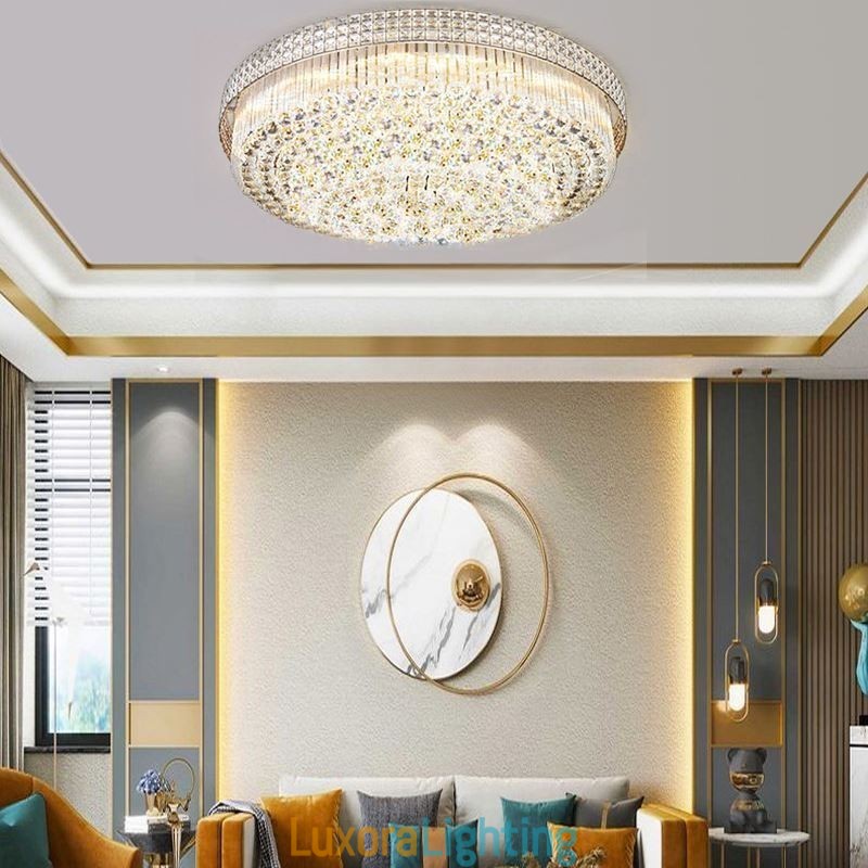 Designer Touch Decorative Modern Crystal Chandelier Round Flush Mounted