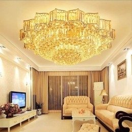 Designer Touch Decorative Elegant Flush Mounted Round Crystal Chandelier Flower Shaped