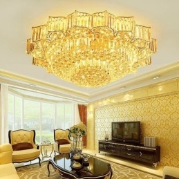 Designer Touch Decorative Elegant Flush Mounted Round Crystal Chandelier Flower Shaped
