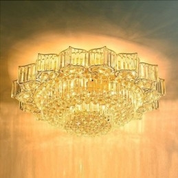 Designer Touch Decorative Elegant Flush Mounted Round Crystal Chandelier Flower Shaped