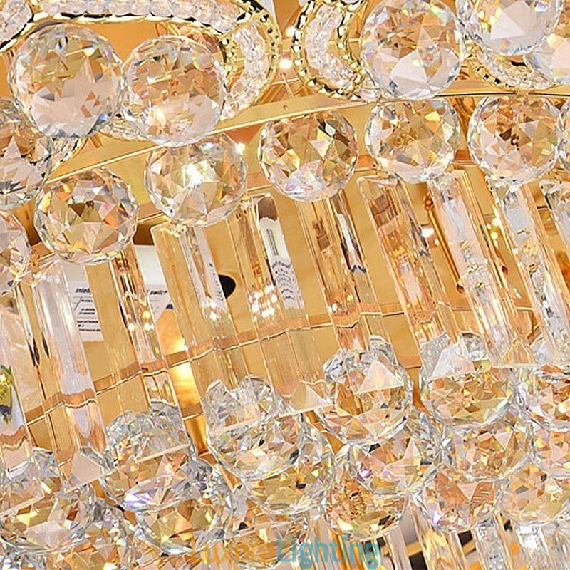 Designer Touch Decorative Elegant Flush Mounted Round Crystal Chandelier Flower Shaped