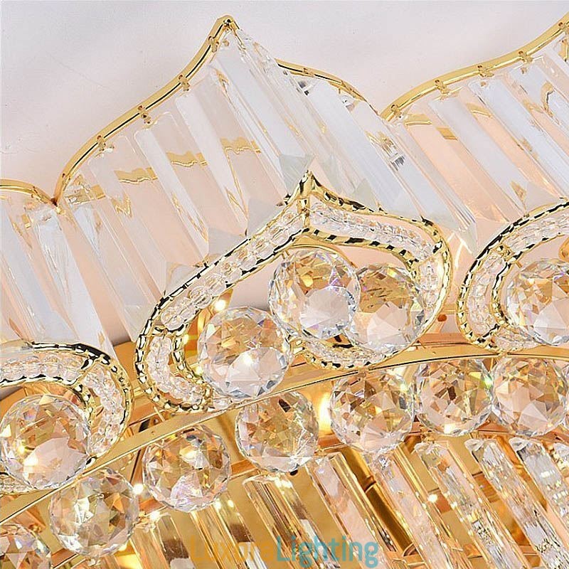 Designer Touch Decorative Elegant Flush Mounted Round Crystal Chandelier Flower Shaped