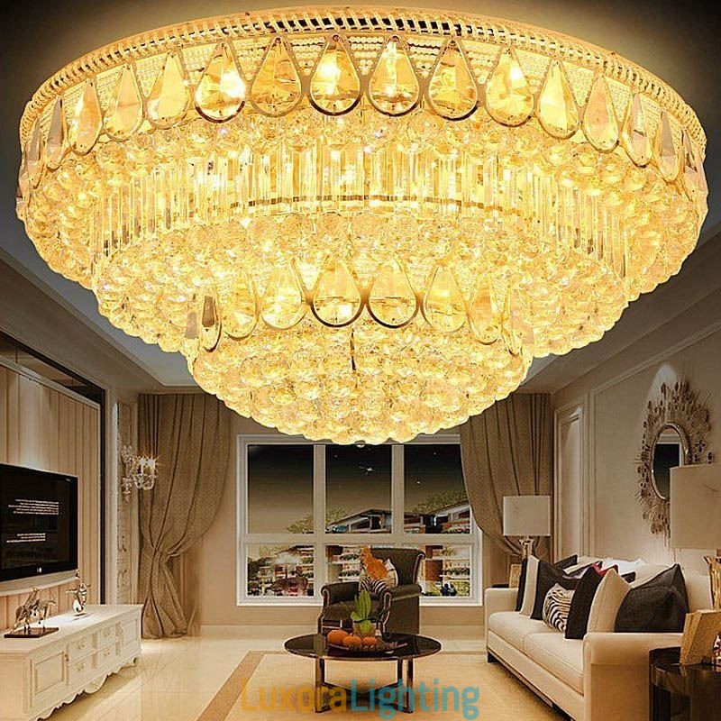Designer Touch Decorative Luxury Flush Mount Crystal Ceiling Light Round Light