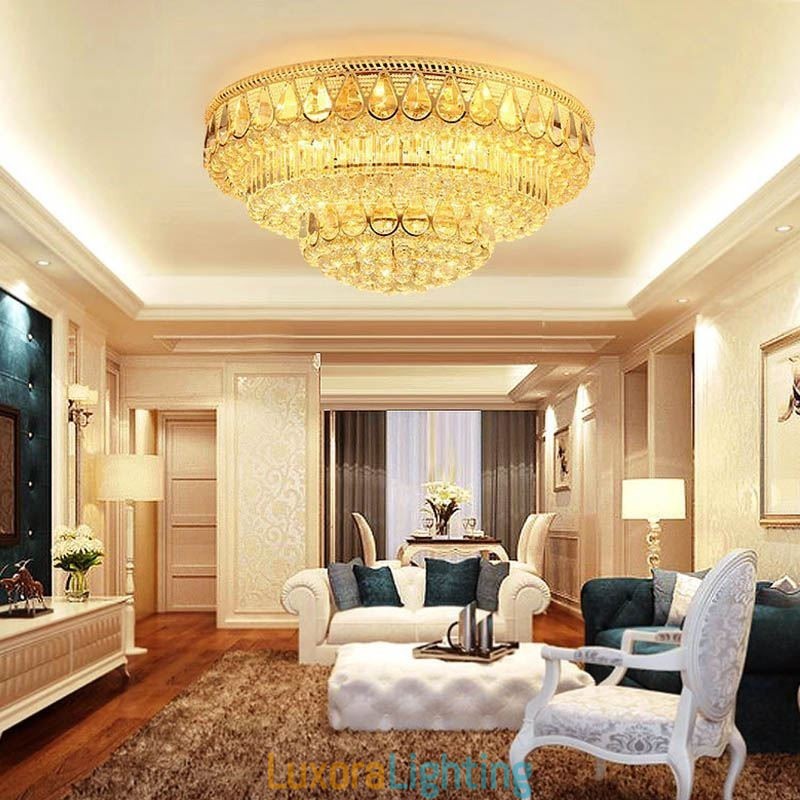 Designer Touch Decorative Luxury Flush Mount Crystal Ceiling Light Round Light