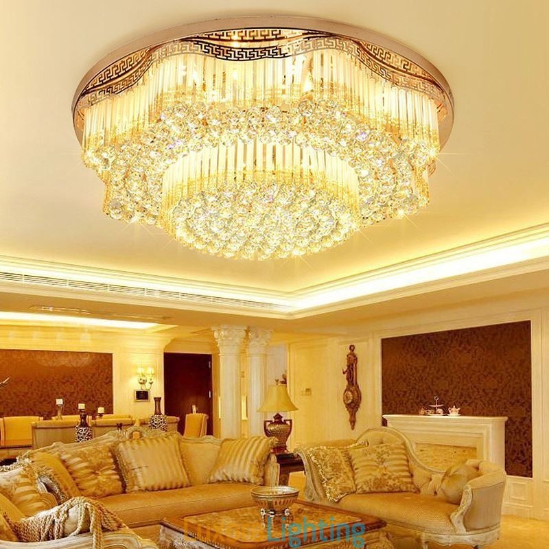 Designer Touch Decorative Contemporary Flush Mount Crystal Ceiling Light Luxury Round Lighting