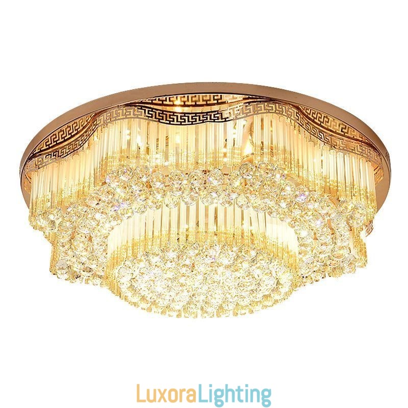 Designer Touch Decorative Contemporary Flush Mount Crystal Ceiling Light Luxury Round Lighting