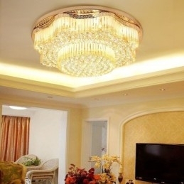 Designer Touch Decorative Contemporary Flush Mount Crystal Ceiling Light Luxury Round Lighting