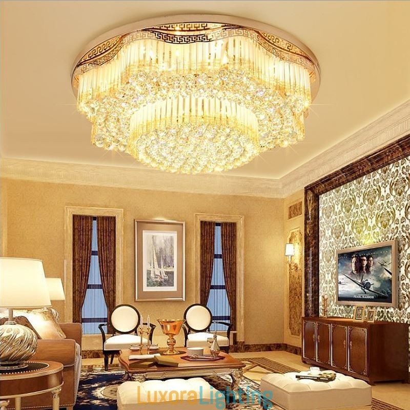 Designer Touch Decorative Contemporary Flush Mount Crystal Ceiling Light Luxury Round Lighting