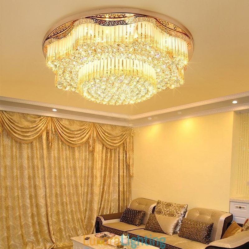 Designer Touch Decorative Contemporary Flush Mount Crystal Ceiling Light Luxury Round Lighting