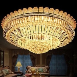 Designer Touch Decorative Luxury Crystal Ceiling Light Gold Flush Mount Round Lighting