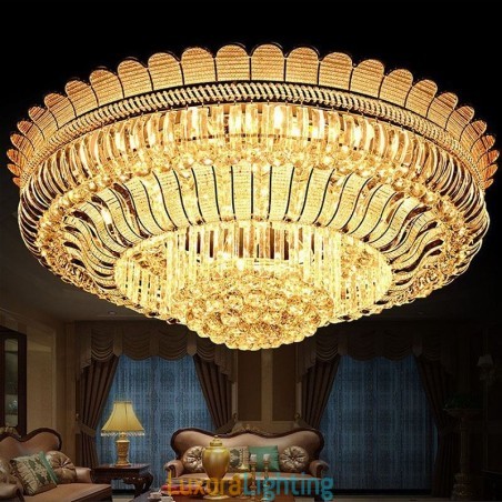 Designer Touch Decorative Luxury Crystal Ceiling Light Gold Flush Mount Round Lighting