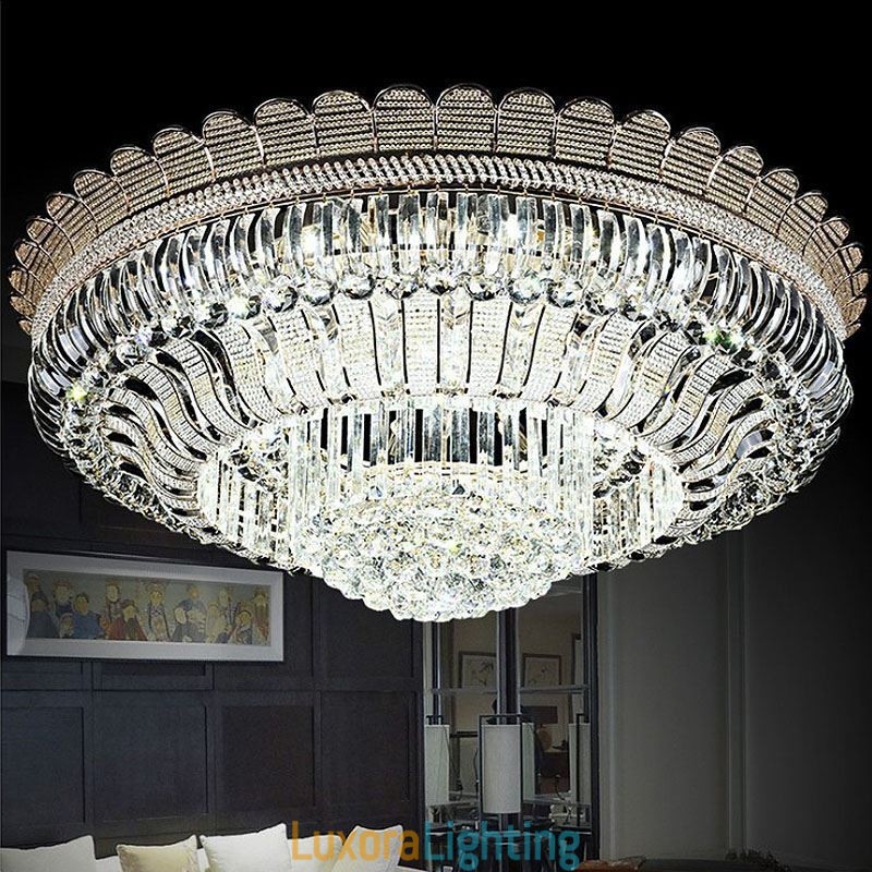 Designer Touch Decorative Luxury Crystal Ceiling Light Gold Flush Mount Round Lighting