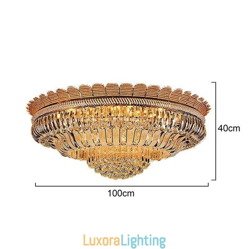 Designer Touch Decorative Luxury Crystal Ceiling Light Gold Flush Mount Round Lighting