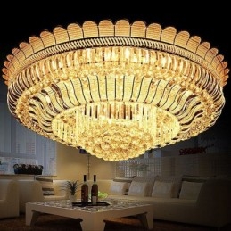 Designer Touch Decorative Luxury Crystal Ceiling Light Gold Flush Mount Round Lighting