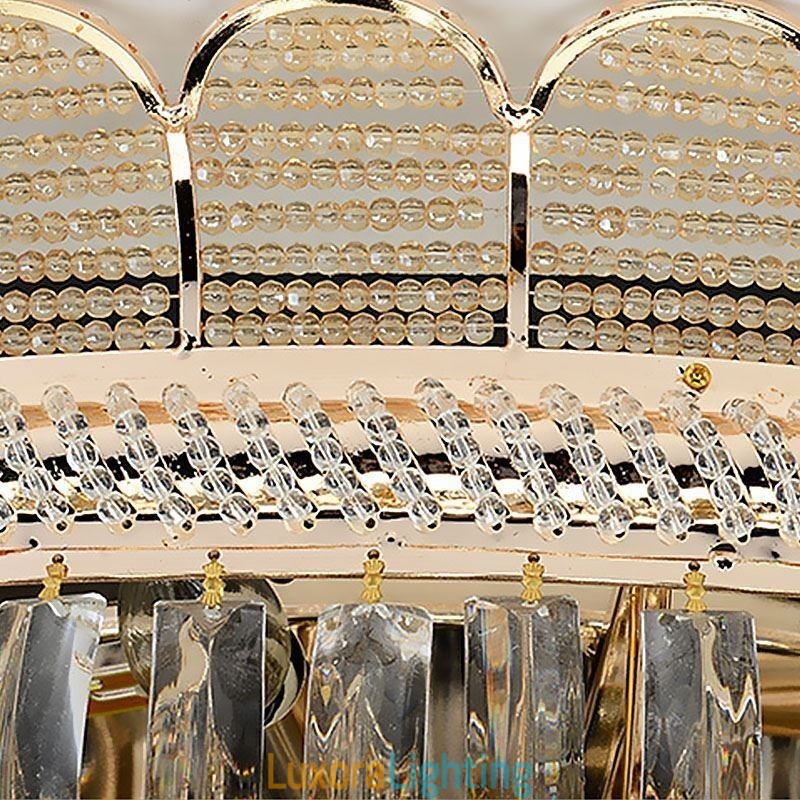 Designer Touch Decorative Luxury Crystal Ceiling Light Gold Flush Mount Round Lighting