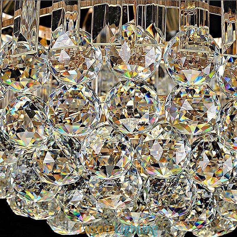 Designer Touch Decorative Luxury Crystal Ceiling Light Gold Flush Mount Round Lighting
