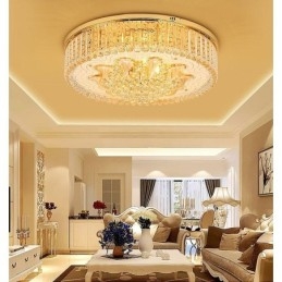 Designer Touch Decorative Graceful Flush Mounted Light Gold Crystal Ceiling Light