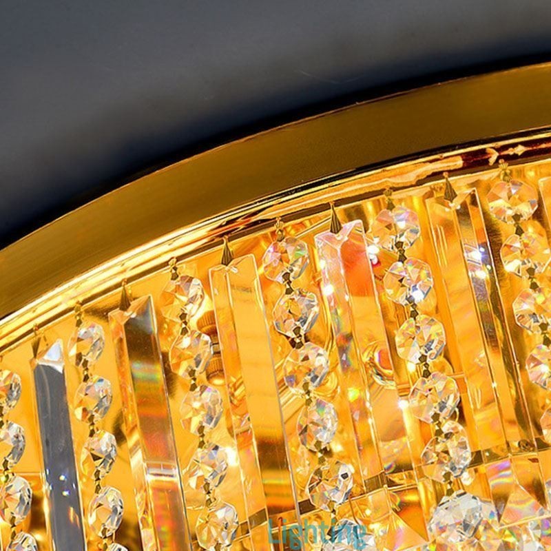 Designer Touch Decorative Graceful Flush Mounted Light Gold Crystal Ceiling Light