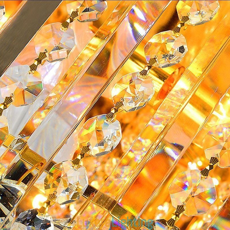 Designer Touch Decorative Graceful Flush Mounted Light Gold Crystal Ceiling Light