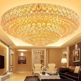 Designer Touch Decorative Luxury Crystal Ceiling Light European Round Flush Mounted Lighting
