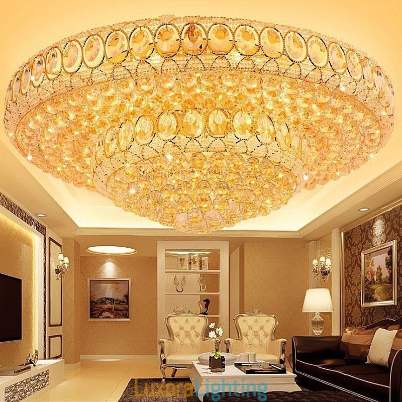Designer Touch Decorative Luxury Crystal Ceiling Light European Round Flush Mounted Lighting
