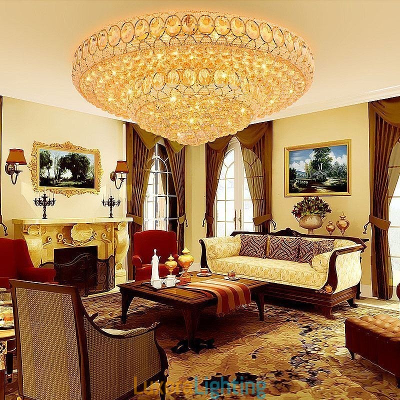 Designer Touch Decorative Luxury Crystal Ceiling Light European Round Flush Mounted Lighting