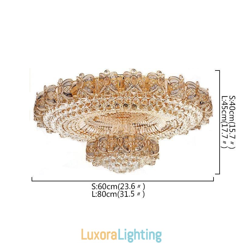Designer Touch Decorative Modern Gold Crystal Ceiling Light Round Flush Mount Lighting