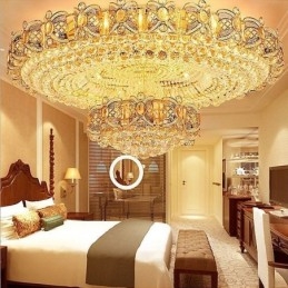Designer Touch Decorative Modern Gold Crystal Ceiling Light Round Flush Mount Lighting
