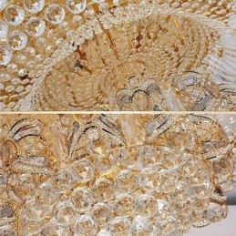Designer Touch Decorative Modern Gold Crystal Ceiling Light Round Flush Mount Lighting