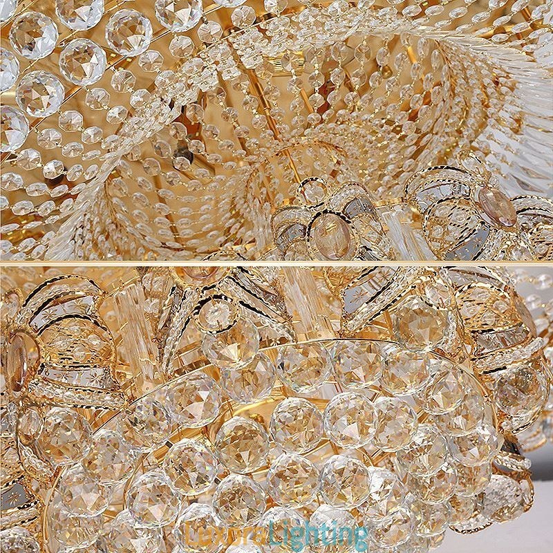 Designer Touch Decorative Modern Gold Crystal Ceiling Light Round Flush Mount Lighting