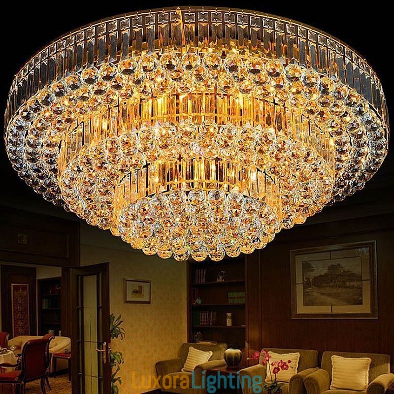Designer Touch Decorative Flush Mount Crystal Ceiling Light European Round Lighting