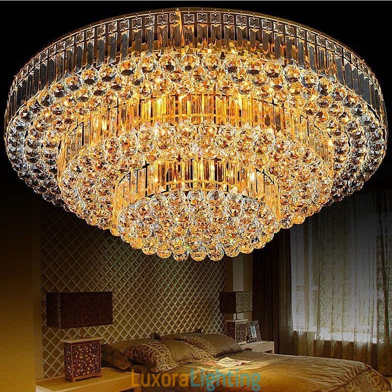Designer Touch Decorative Flush Mount Crystal Ceiling Light European Round Lighting