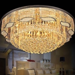 Designer Touch Decorative Crystal Ceiling Light Contemporary Simple Round Flush Mount Light Fixture