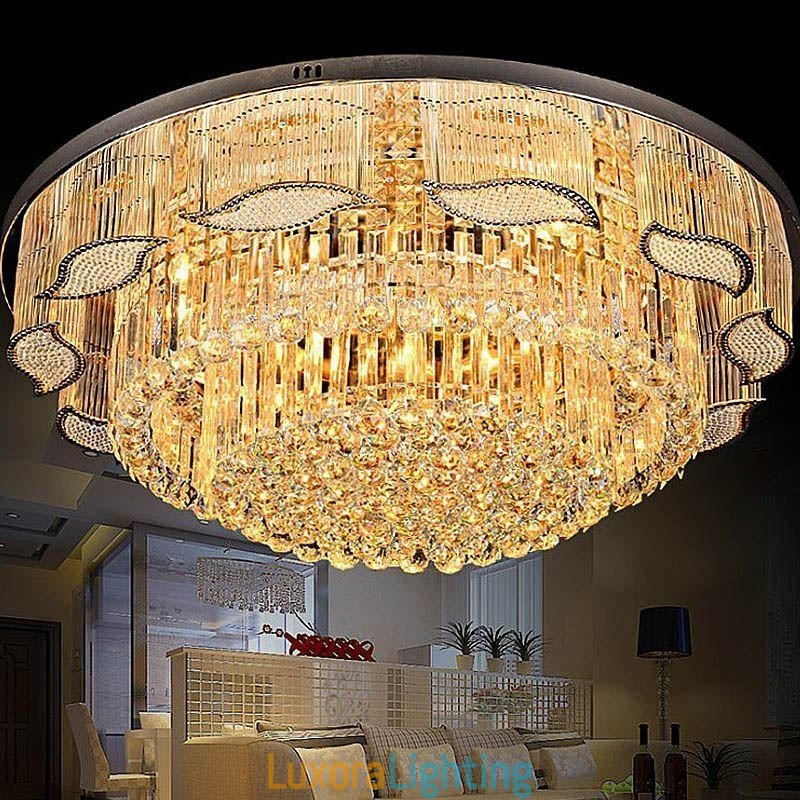 Designer Touch Decorative Crystal Ceiling Light Contemporary Simple Round Flush Mount Light Fixture