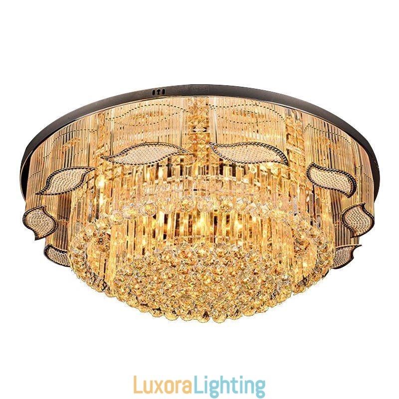 Designer Touch Decorative Crystal Ceiling Light Contemporary Simple Round Flush Mount Light Fixture