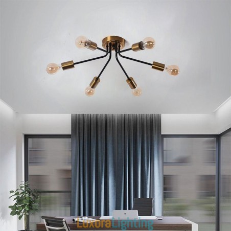 Designer Touch Decorative Sputnik Chandelier 6 Light Semi Flush Mount Ceiling Light Fixture