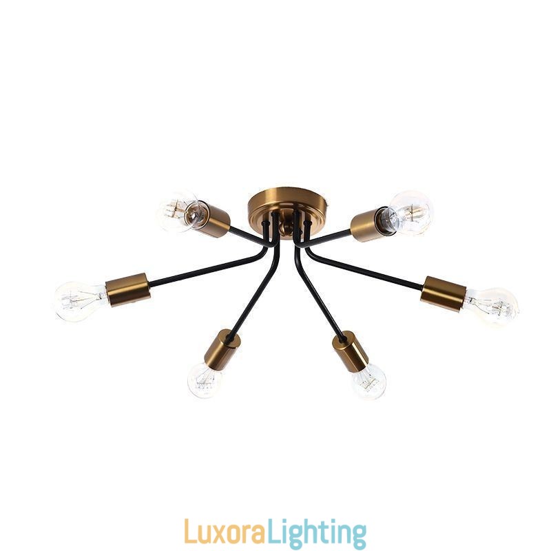 Designer Touch Decorative Sputnik Chandelier 6 Light Semi Flush Mount Ceiling Light Fixture