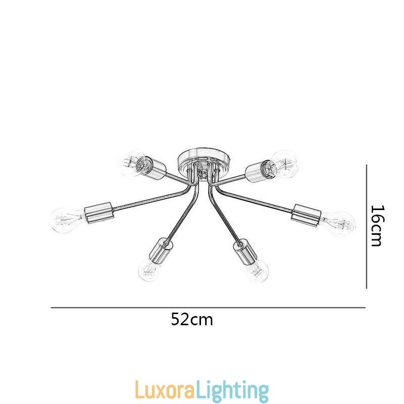 Designer Touch Decorative Sputnik Chandelier 6 Light Semi Flush Mount Ceiling Light Fixture