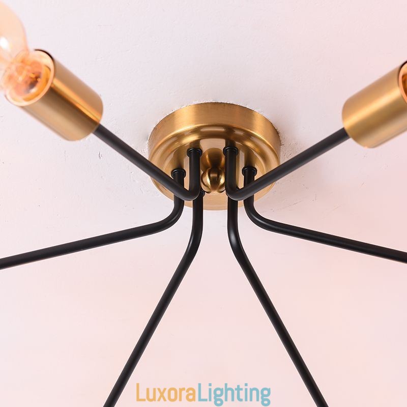 Designer Touch Decorative Sputnik Chandelier 6 Light Semi Flush Mount Ceiling Light Fixture