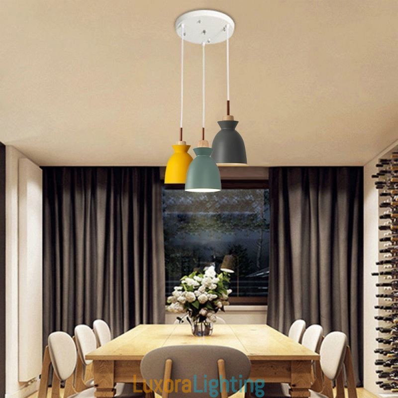 Designer Touch Decorative Nordic Simple Macaron Pendant Light Iron Arti Three Lights