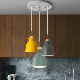 Designer Touch Decorative Nordic Simple Macaron Pendant Light Iron Arti Three Lights