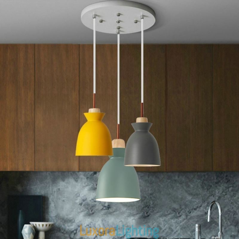 Designer Touch Decorative Nordic Simple Macaron Pendant Light Iron Arti Three Lights