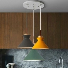 Designer Touch Decorative Nordic Macaron Island 3 Light Pendant Lighting Simple Iron Arti Three Lights