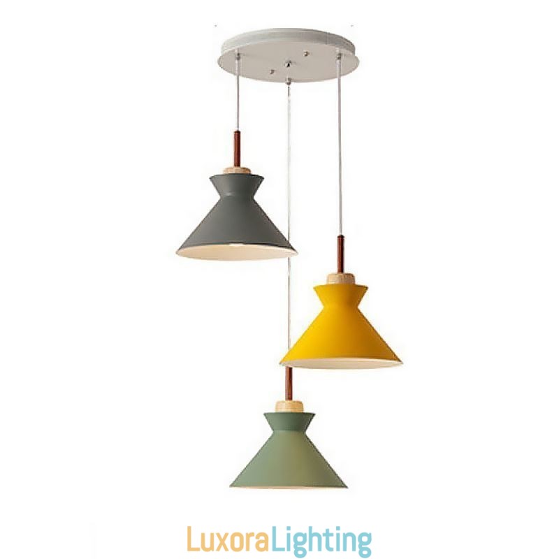 Designer Touch Decorative Nordic Macaron Island 3 Light Pendant Lighting Simple Iron Arti Three Lights