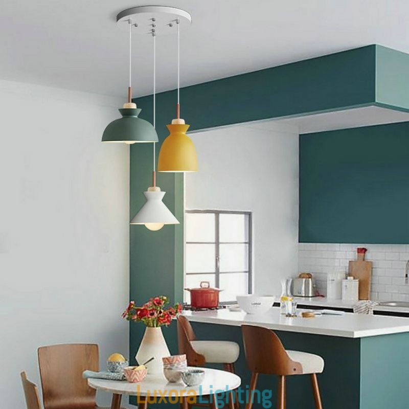 Designer Touch Decorative Macaron Pendant Light Nordic Simple Iron Arti Three Lights Fixture