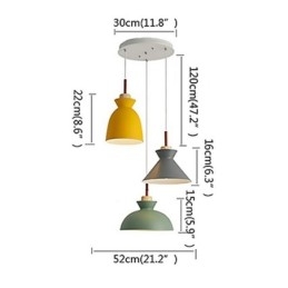 Designer Touch Decorative Macaron Pendant Light Nordic Simple Iron Arti Three Lights Fixture
