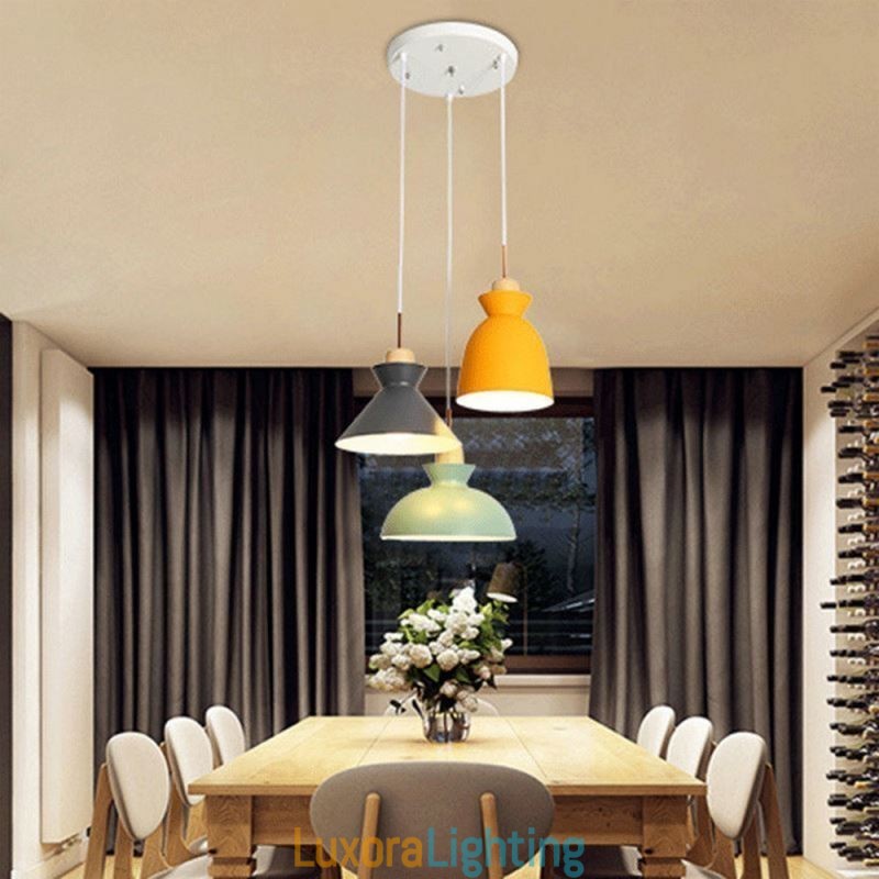 Designer Touch Decorative Macaron Pendant Light Nordic Simple Iron Arti Three Lights Fixture