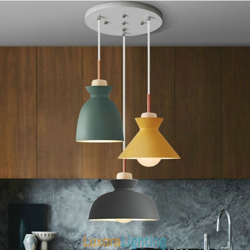 Designer Touch Decorative Macaron Pendant Light Nordic Simple Iron Arti Three Lights Fixture