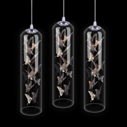Designer Touch Decorative Glass Pendant Light Creative Nordic Cylinder Lamp Butterfly Light