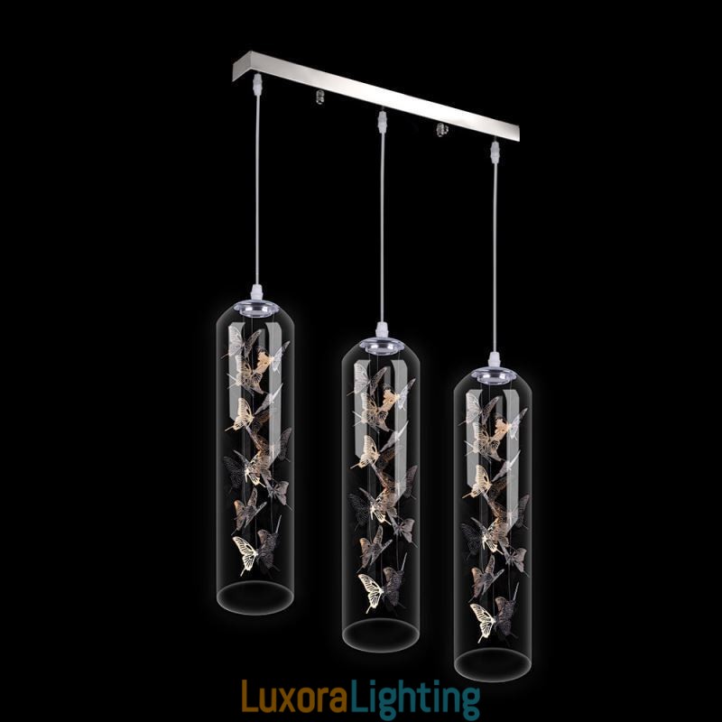 Designer Touch Decorative Glass Pendant Light Creative Nordic Cylinder Lamp Butterfly Light